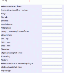 Product extra fields (properties)