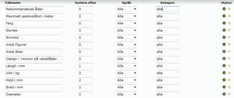 Product extra fields (properties)