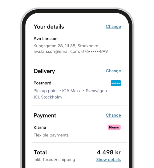 Klarna / Kustom Checkout (KCO) ingr