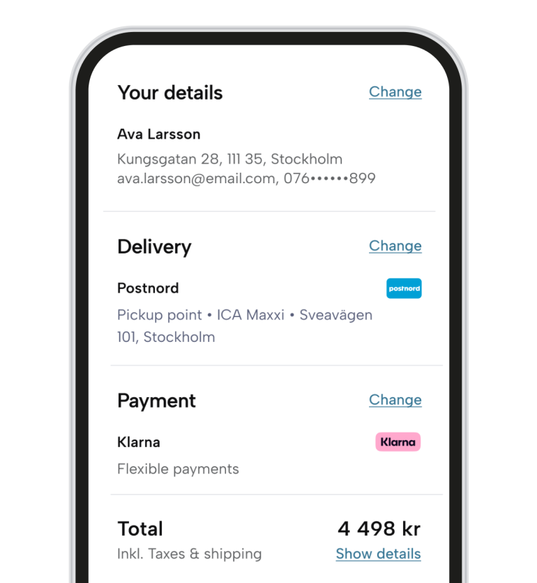 Klarna / Kustom Checkout (KCO) ing�r